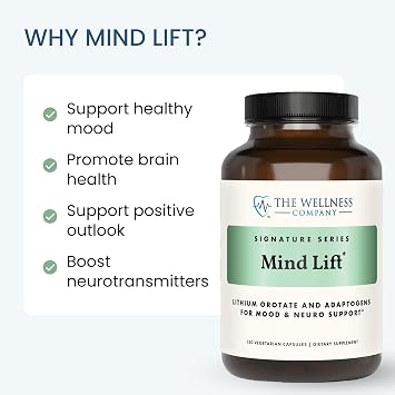 Mind Lift - Mood Boost, Mental Focus, Cognitive Defense - Lithium, GABA, DHA L-Phenylalanine | 120ct (2 Month Supply)