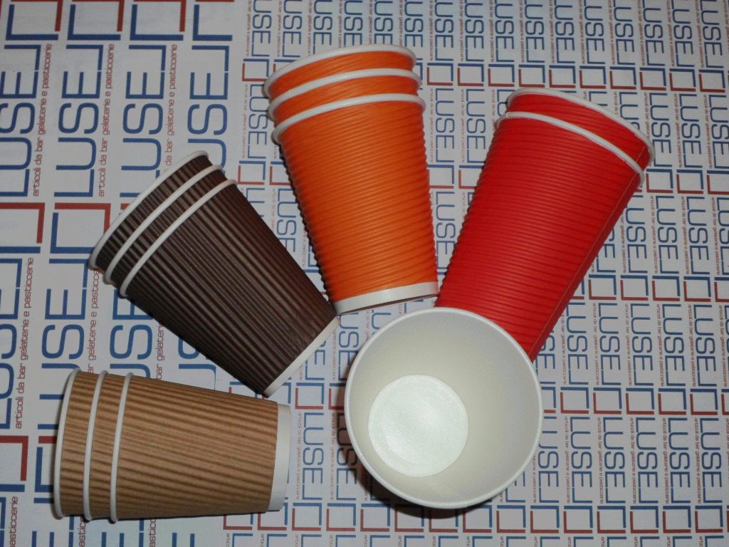 PZ 200 BICCHIERE IN CARTONE ML 350 TERMICO PER CAPPUCCINO CIOCCOLATA CAFFE' O BEVANDE CALDE IN CARTA PAPER CUP COFFEE AND HOT DRINKS