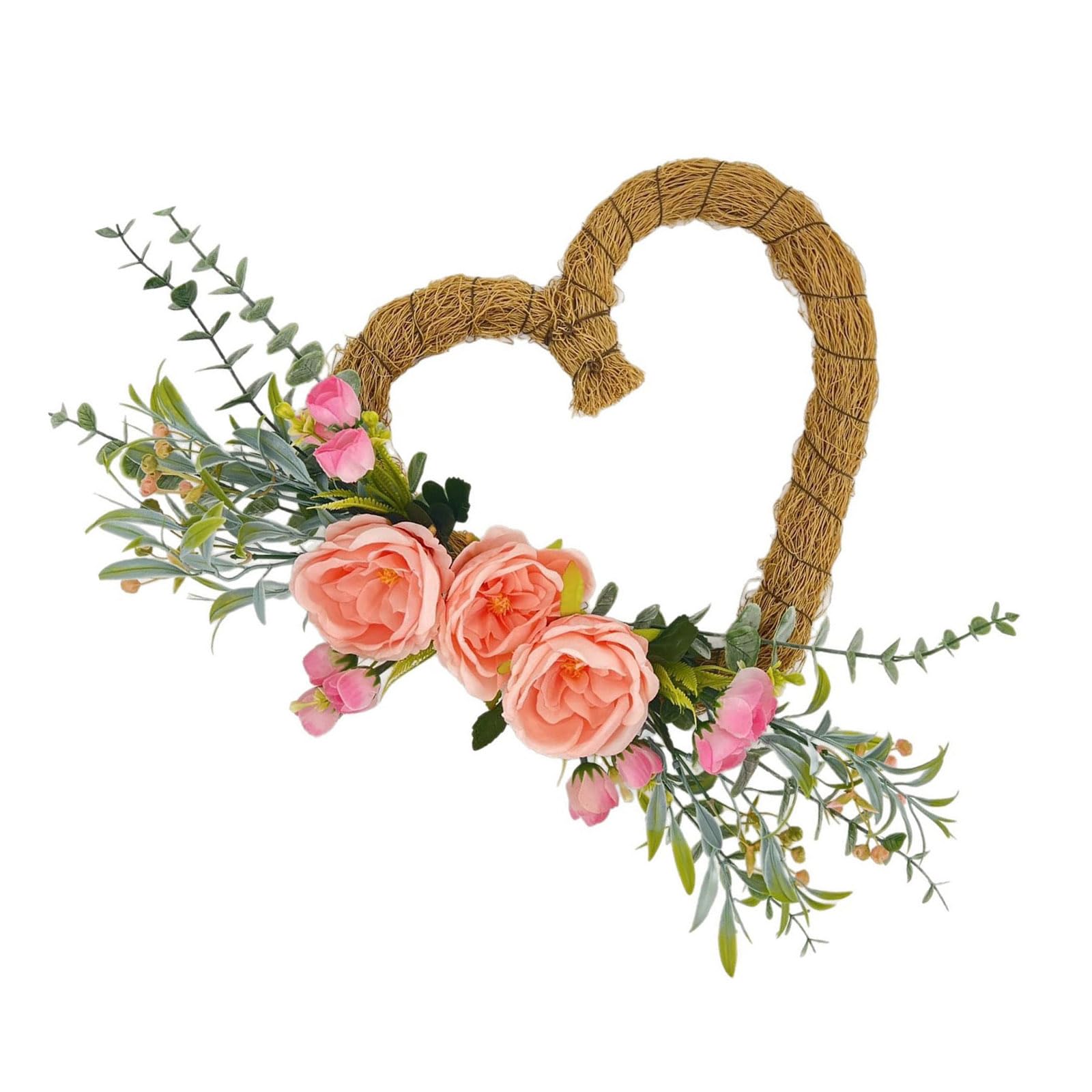 Carotoe A Valentine ' S Day Wreath Decoration Heart Shaped Rtificial Flower Wreath For Front Door Wall Window Wedding Nniversary Valentine Heart Rtificial Flower Decoration Party Fabric Fabric Shaped