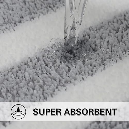 Miniatura 3 de WAMRLY - Alfombras de baño súper absorbentes, extra gruesas, peludas de felpa para baño, antideslizantes, lavables a máquina para baño (color gris,