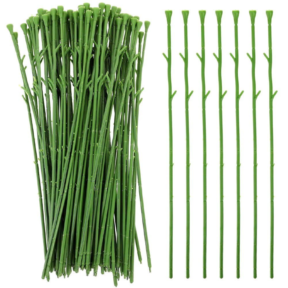 Tiges de fleurs artificielles en plastique vert pour loisirs créatifs et bouquet