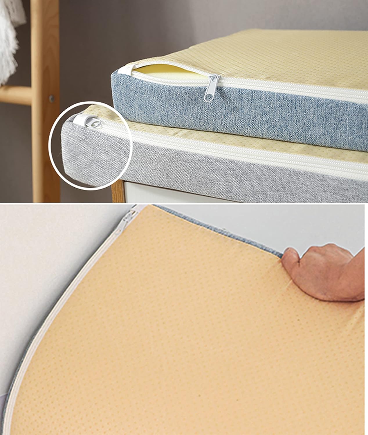 Indoor or Outdoor Bench Cushion,2in Thick Patio Furniture Cushion, Seat Furniture Protector for Garden Chaise Couch Swing/Settee Shoes Stool,Non-Slip,Washable,35.5x12in,Sky Blue