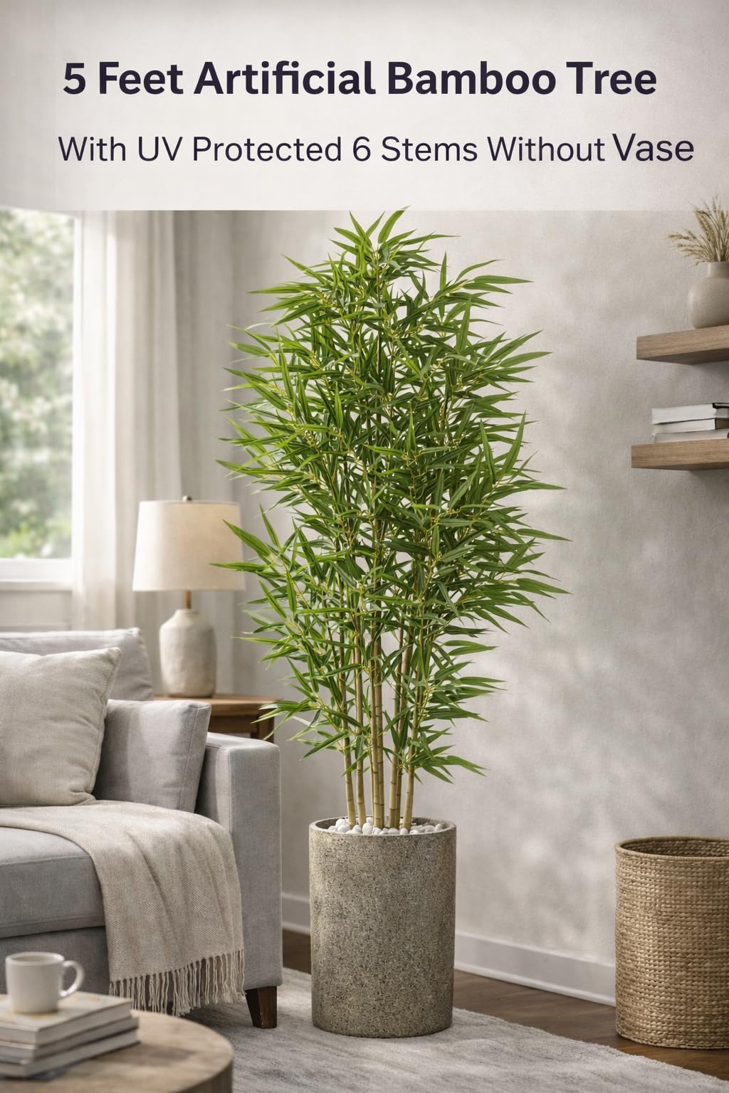 5ft Artificial Bamboo Plant - Realistic Home Decor -3