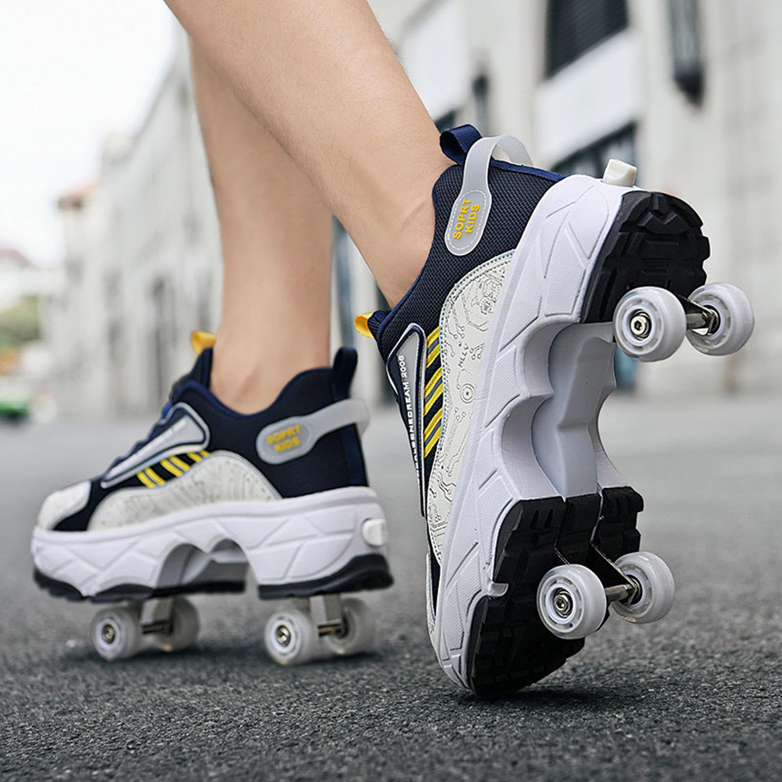 StejaR Scarpe multifunzionali di Nuova concezione per Pattini a Quattro Ruote 2-in-1 da Uomo e Donna a Quattro Ruote per Ragazzi e Ragazze,36