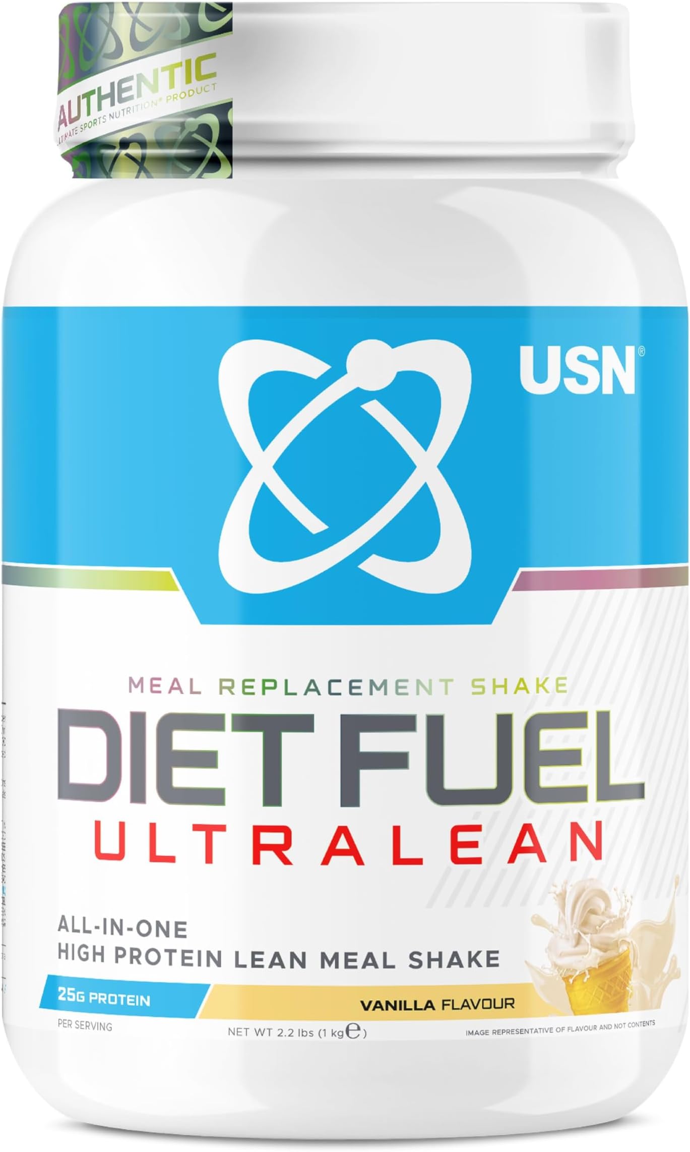 USN Diet Fuel Ultralean Meal Replacement Shake | Vanilla | 1kg with 18 Servings | High Protein, Low Calorie Shake | Calorie-Controlled Diet Support for Weight Loss | 24 Vitamins & Minerals