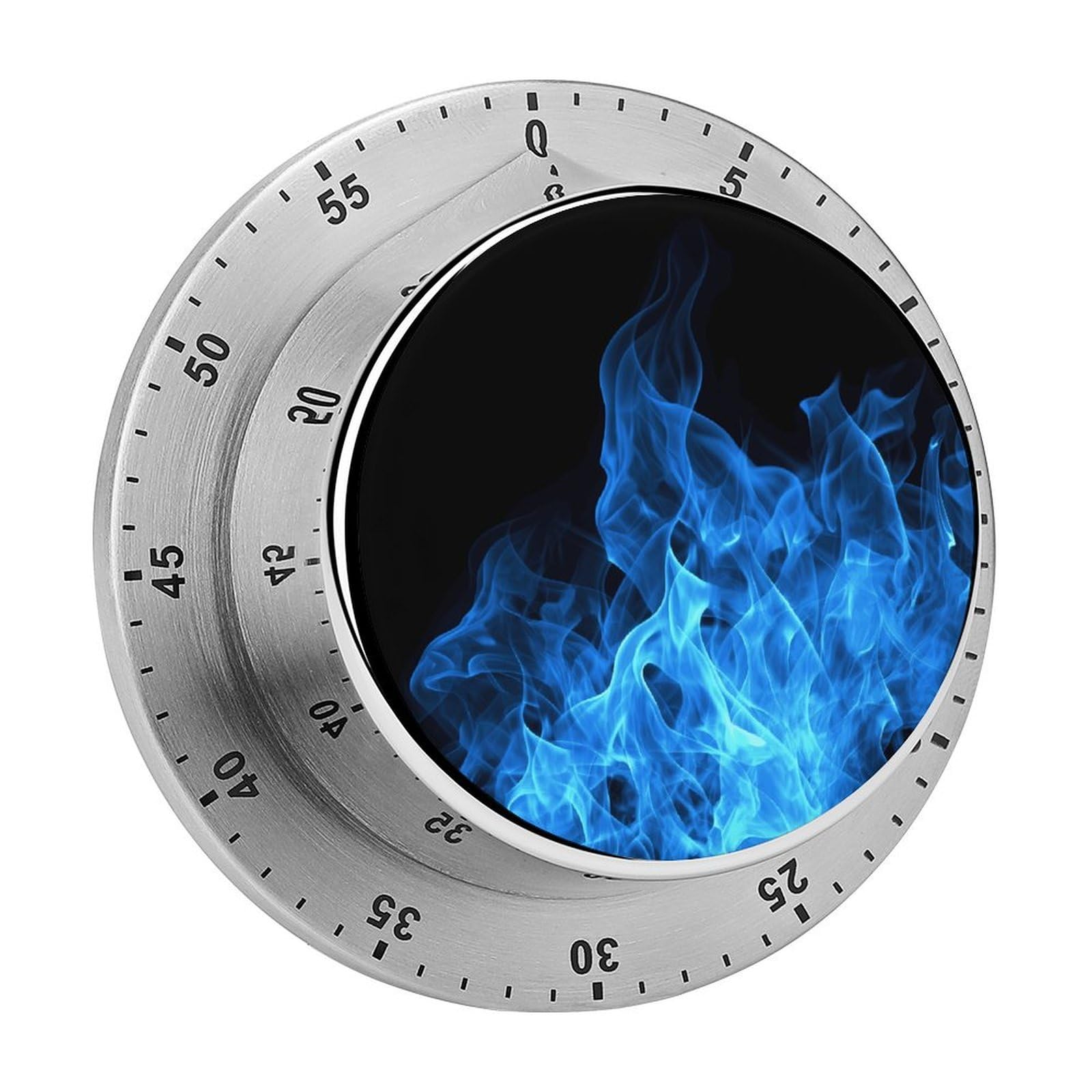Blue Flame Timer Exquisite Stainless Steel Body Mechanical Desk Timers 60 Minutes Visual Countdown Timers with Magnetic Backing Loud Alarm Kitchen Timer for Cooking