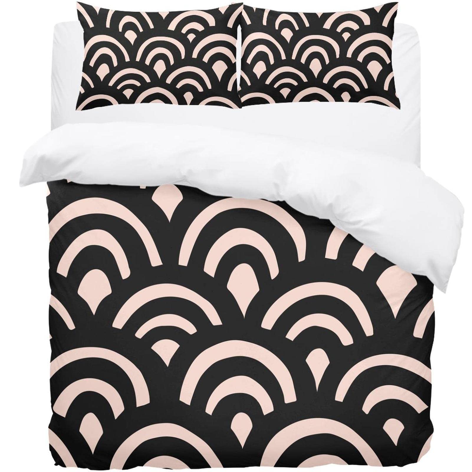 Parure de lit housse de couette motif géométrique noir linge de lit moderne 3 pièces