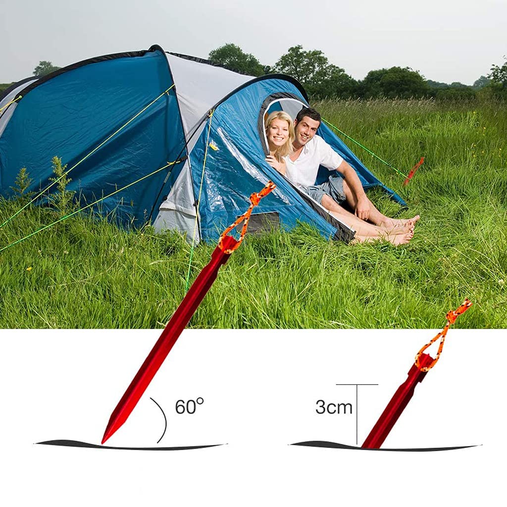 Confezione da 10 picchetti per Tenda, picchetti per Tenda da Campeggio, Chiodi in Lega di Alluminio Leggera da 18 cm con Custodia per Giardino, Spiaggia all'aperto