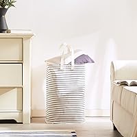 Vista 6 de Cesta de lavandería independiente de 70 L, canasta de ropa plegable e impermeable con asa larga fácil de transportar, bolsa de lavado para ropa