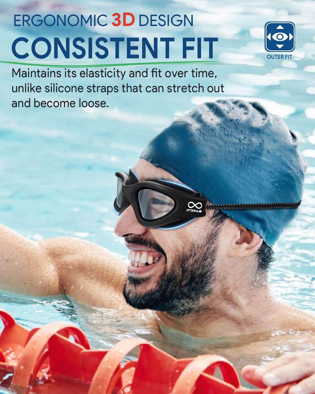 Gafas de natación para adultos, visión amplia, lente transparente, sin fugas, antivaho