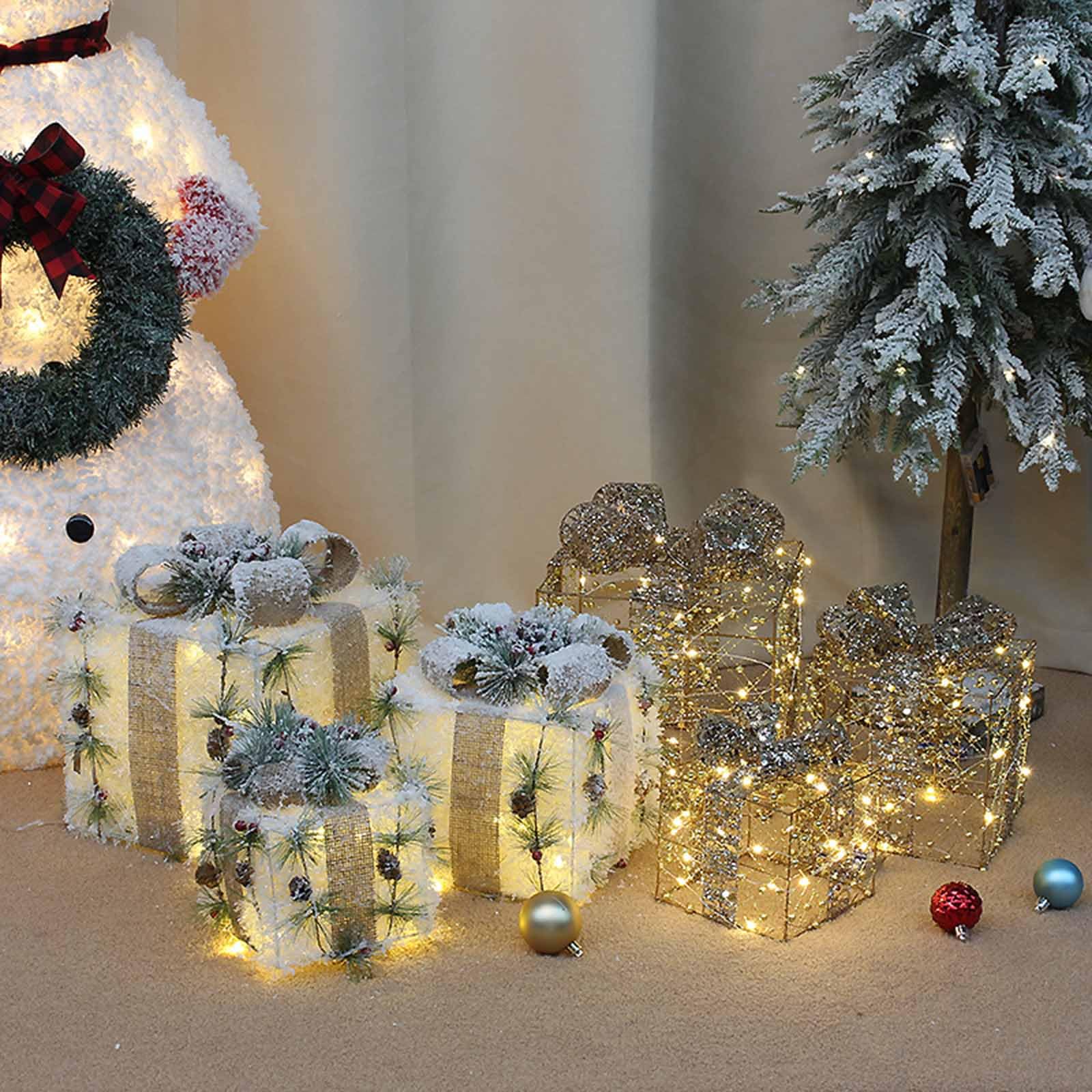 Weihnachtsgeschenkbox, Ornament, 3-teiliges Set, Dekoration, Bastelbedarf für Zuhause, Tischdekoration, Geschenkbedarf