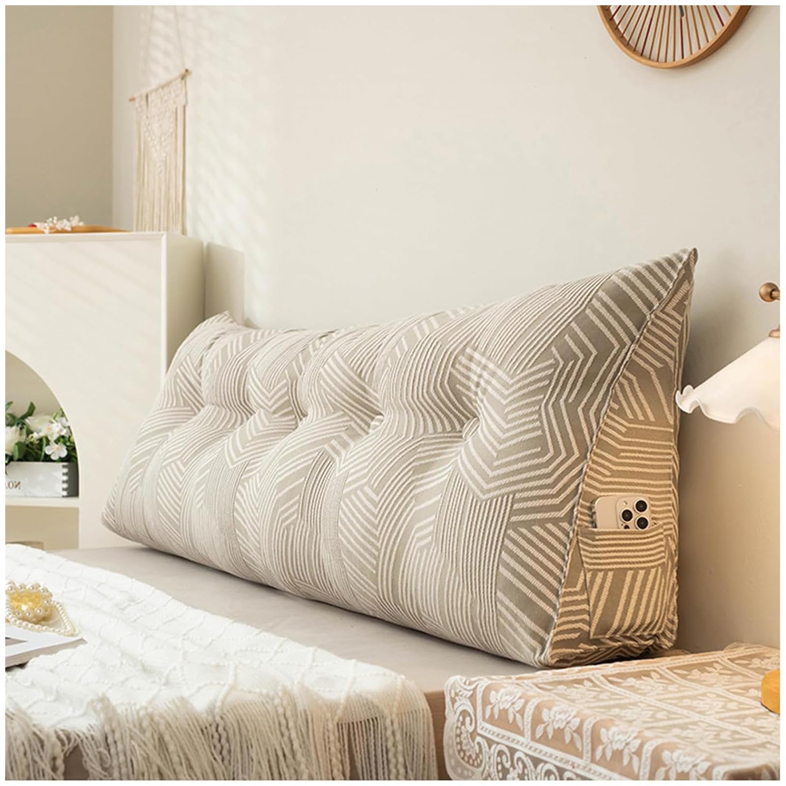 Grand coussin de soutien cale ergonomique et déhoussable pour lit double
