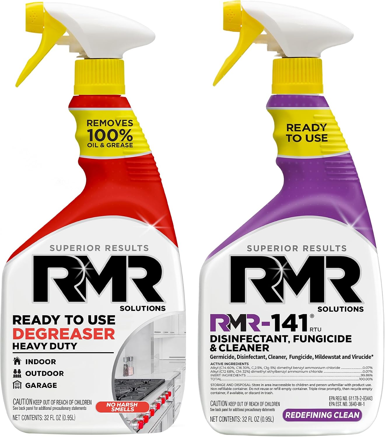 RMR Clean Sweep System – Degreaser + RMR-141 Disinfectant, 2 x 32 Oz