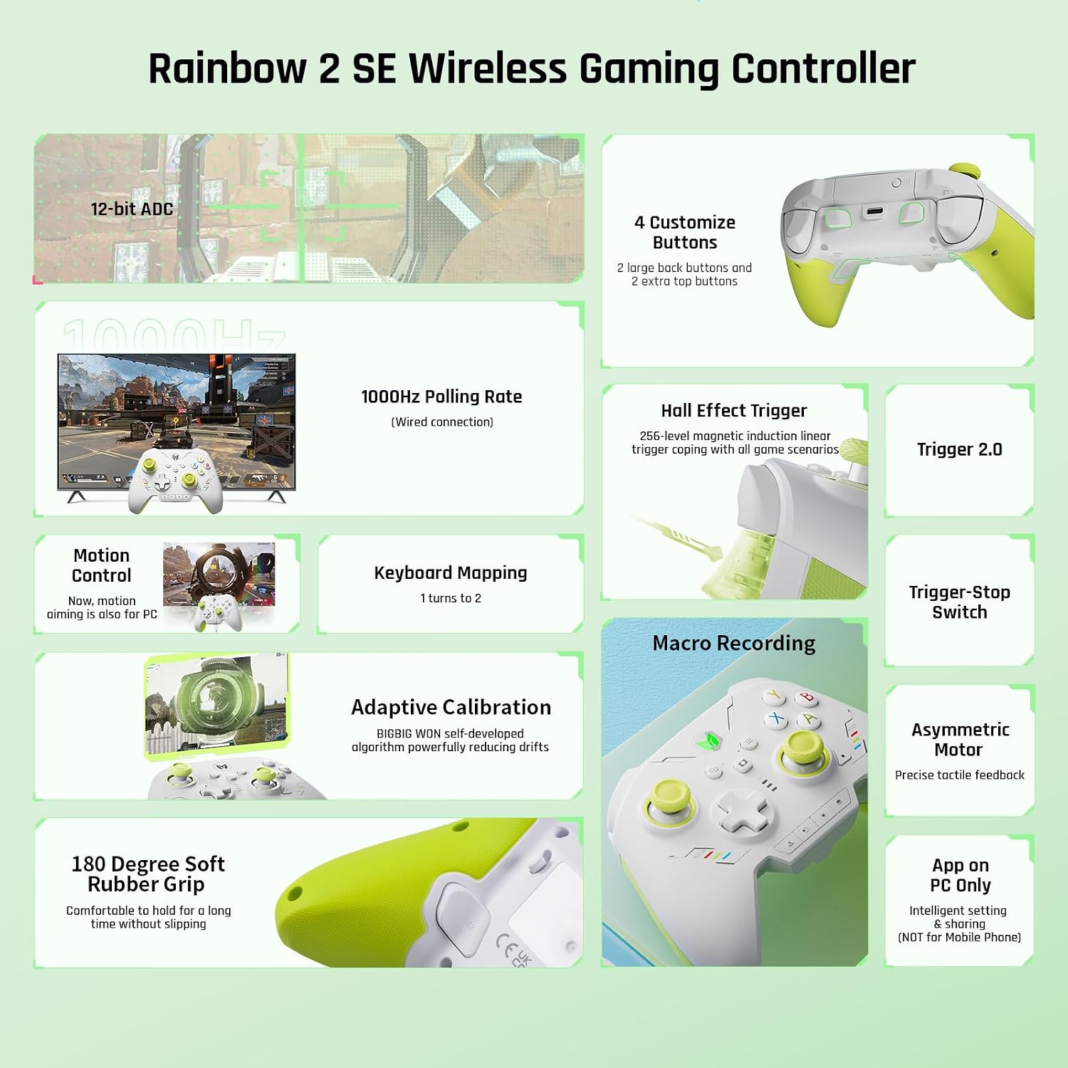 BIGBIG WON PC Controllers for Gaming, Rainbow 2 SE Wireless Controller Motion Aim, Hall Effect Trigger, 12-bit ADC, 3 Sets Joysticks, 4-way&8-way D-pad Controller for Switch/PC/Android/iOS 3 71s3mT5FuZL. SL1500