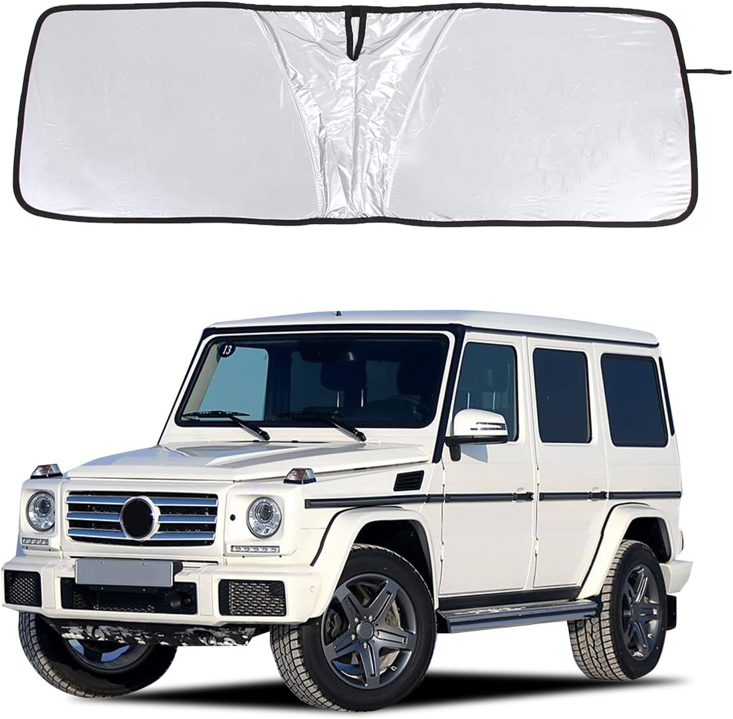 Windshield Sun Shade Compatible with Mercedes-Benz G-Class W463 G63 G65 G55 G500 G550 G350d 2004-2018 ，Front Window Sun Visor Protector,UV Protection Heat Insulation Windshield Sunshade (Style A)