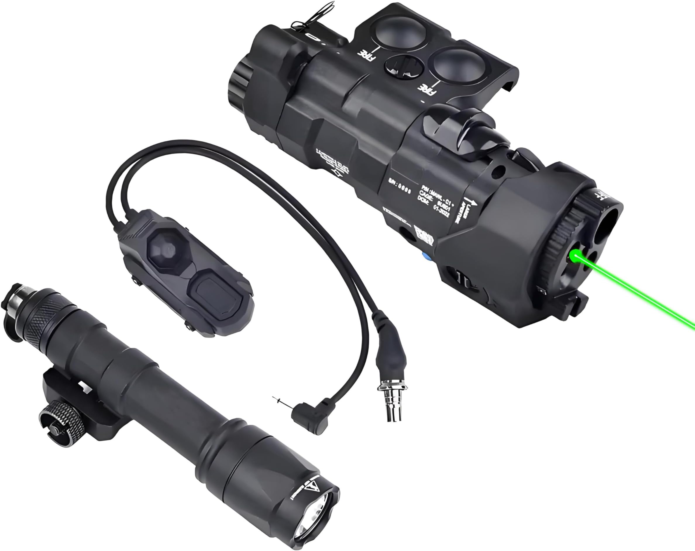 Metal MWL Red/Green/Blue Indicator Powerful Laser Dot IR Indicator Sight with M600C Flashlight & Dual Control Remote Pressure Switch Combo，600 Lumen White LED Tactics Scout Torch Lights，For 20mm Rail