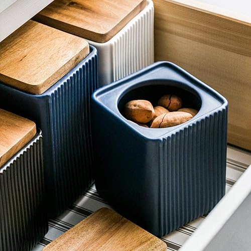 Miniatura 6 de Recipiente de almacenamiento de alimentos, tarros cuadrados de cerámica para galletas, recipiente de cocina con tapa hermética, bueno para