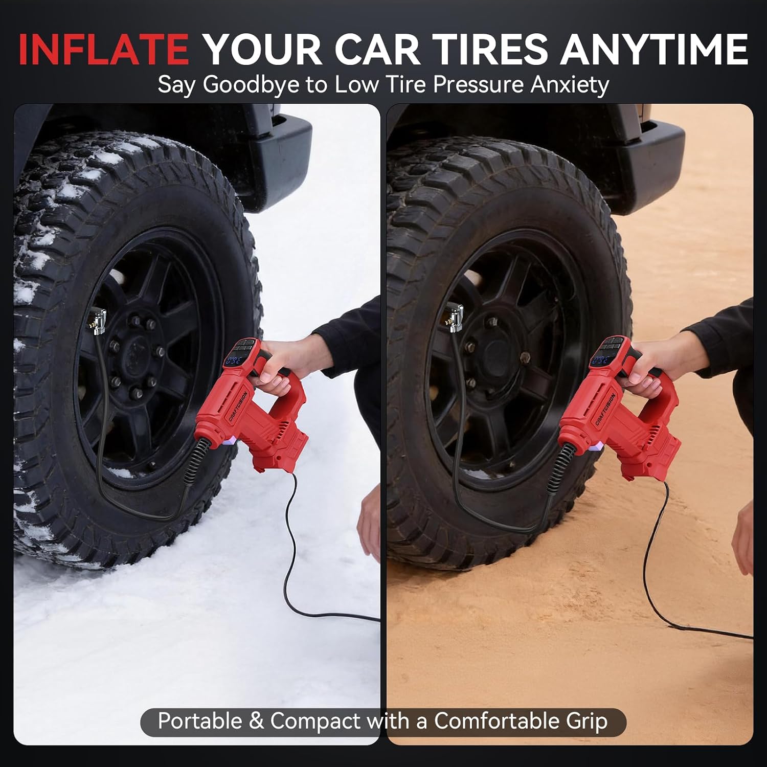 Car Tire Inflator Compatible with Milwaukee 18V Battery Air Compressor with Built-in Deflate Valve for Quick Air Release, Portable Electric Air Pump for Car, Bike, Ball(Bare Tool)