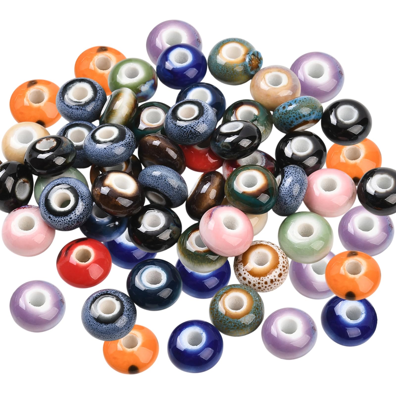HUAAPLEVLA 50 Pcs Ceramic Beads for Jewelry Making Unique Rondelle Porcelain Beads Colorful Polymer Clay Abacus Bead for Bracelets Earring Necklaces DIY Craft Supplies