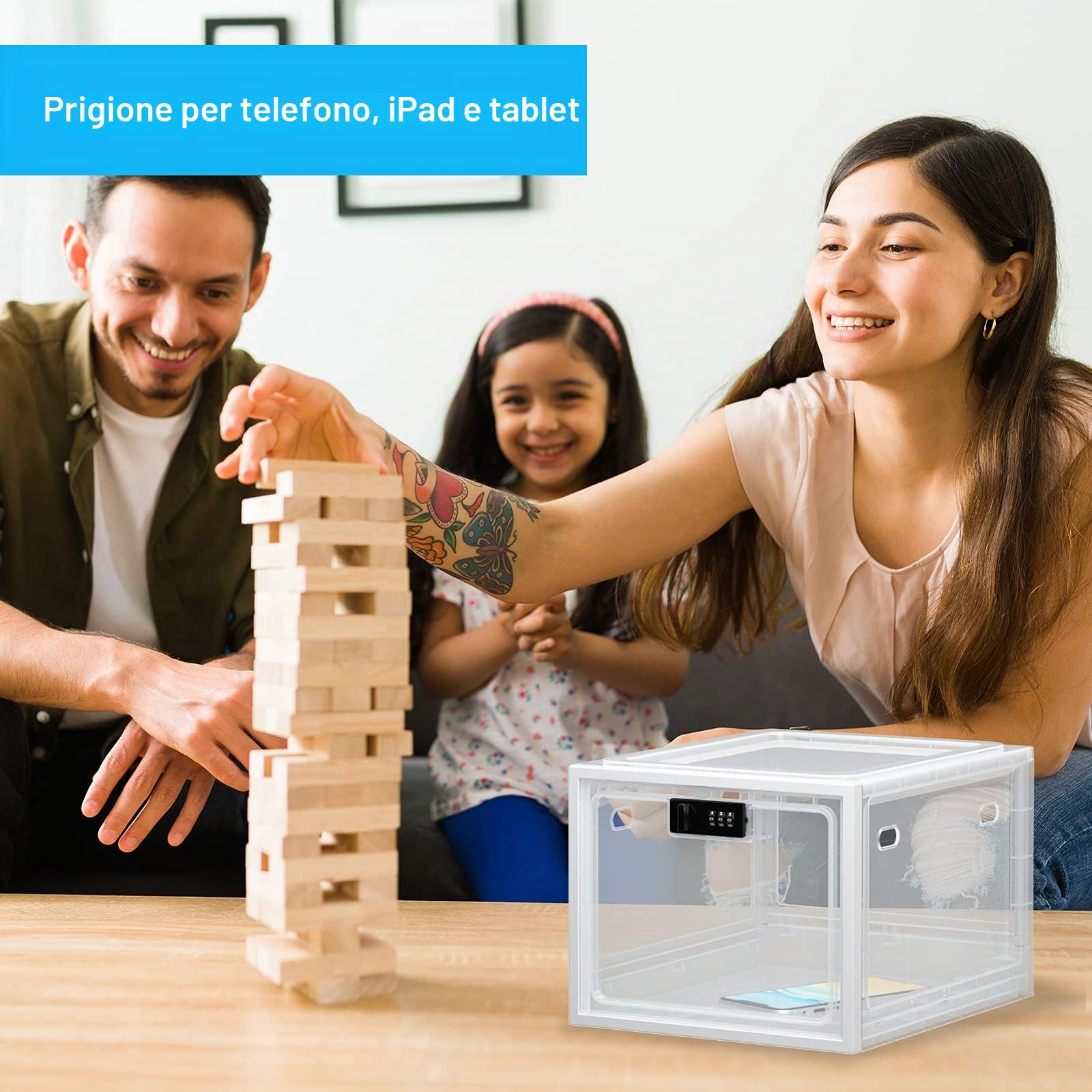 SUKUOS Contenitore con Serratura, Armadietto con Chiave per Alimenti, Medicinali e Sicurezza, Contenitore Multiuso per Famiglia, L'ufficio, Scuola - Trasparente