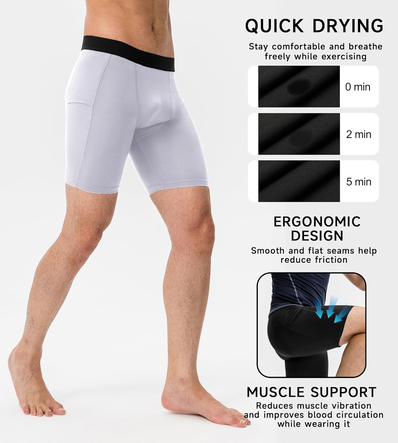 Compression Shorts Men Spandex Sport Shorts, Performance Underwear for Athletic Workout Running Cool Dry Baselayer