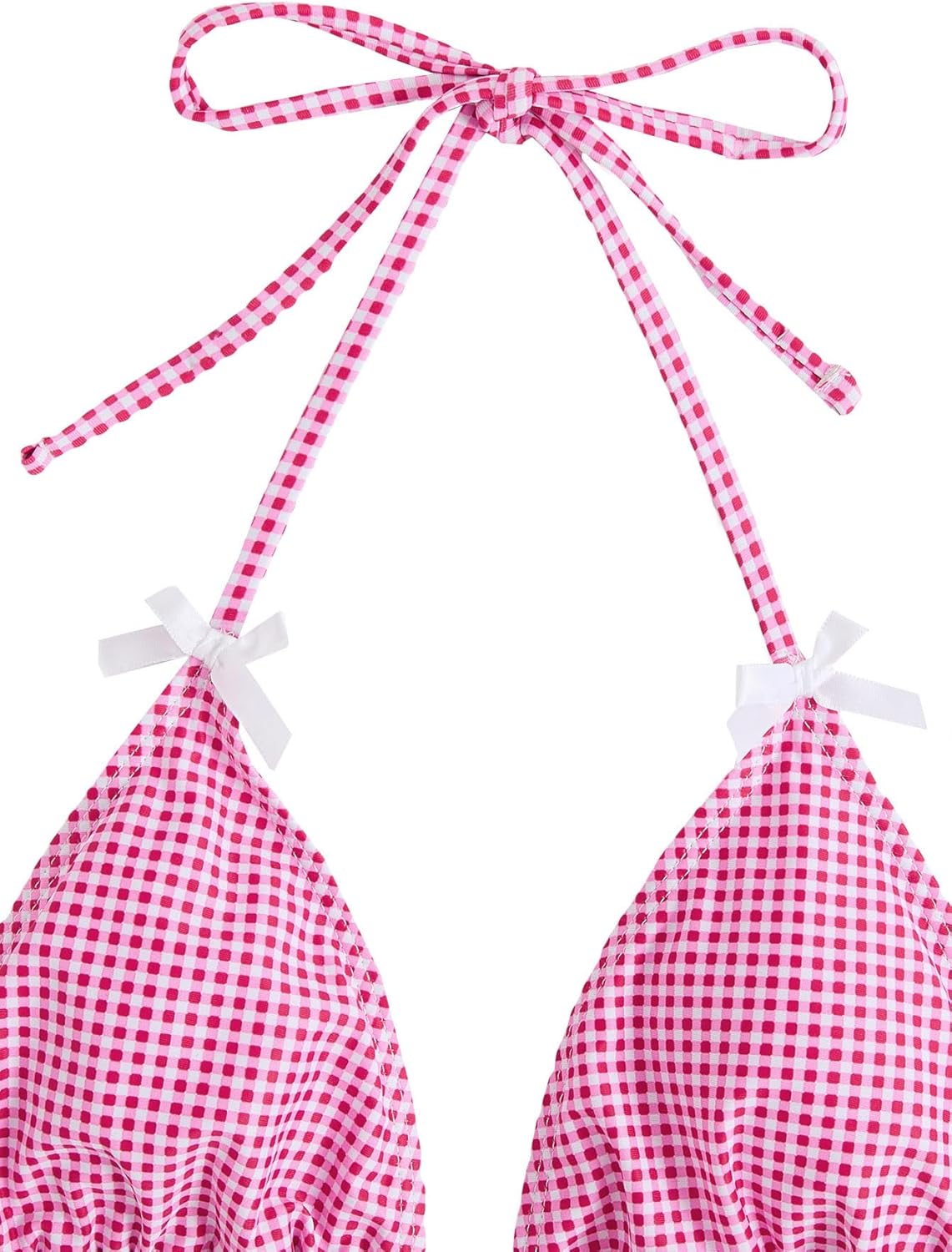 GORGLITTER Women's Gingham Bikini Set Cute Bow High Cut Thong Halter Triangle Cheeky Vacation Swimsuit Bathing Suit - Image 3