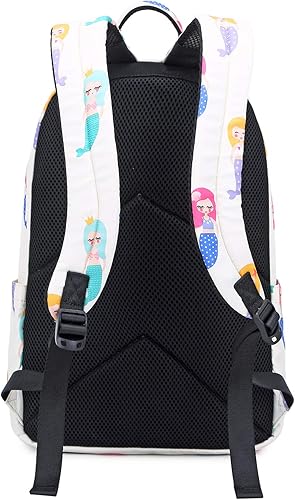 Miniatura 4 de Abshoo Lindas mochilas ligeras para niños y niñas, juegos de mochila para escuela primaria, Conjunto Sirena Beige, Suave