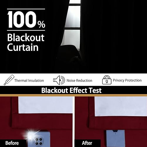 Miniatura 3 de BONZER - Cortinas 100% opacas para dormitorio, terciopelo grueso de alta calidad, 84 pulgadas de largo con aislamiento térmico, ahorro de energía,