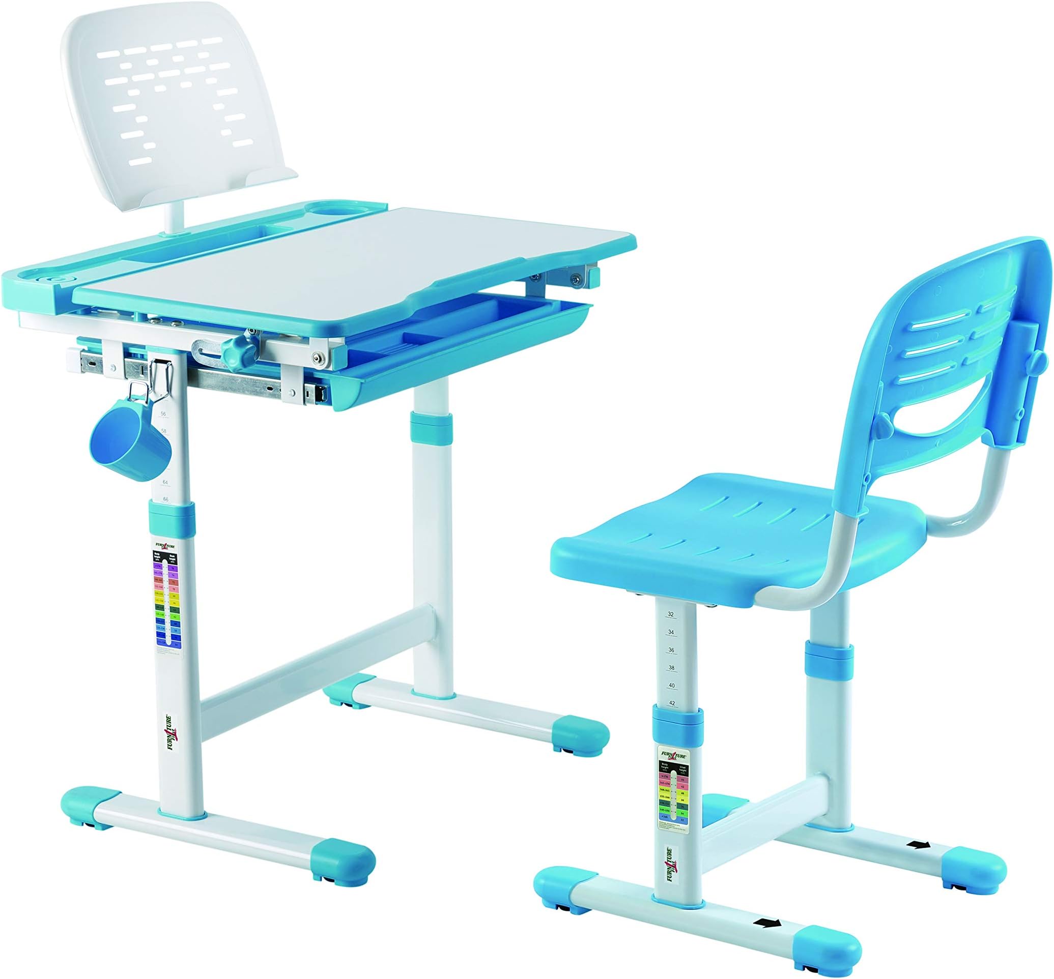 FURNITURE FIRST Height Adjustable Study Table with Chair Set for Kids Students Girls and Boys. for Age Group (3-14 Years) Model - Supreme