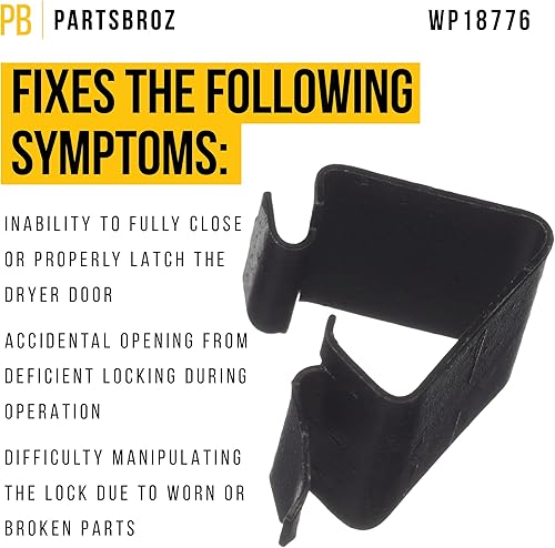 Miniatura 3 de PartsBroz WP18776 - Bloqueo superior frontal compatible con secadora Whirlpool Kenmore KitchenAid Roper - Sustituye a AP6005653 18776 230555 353145