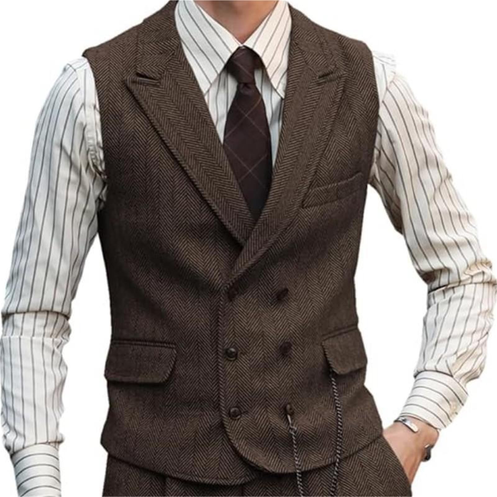 Gilet da uomo in pelle scamosciata marrone lavoro vintage regolare slim banchetto Per matrimoni, eventi aziendali