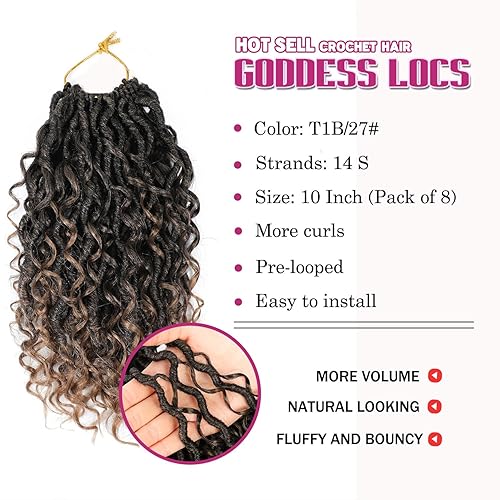 Miniatura 2 de SamBraid Goddess Locs - Cabello de ganchillo de 10 pulgadas, 8 paquetes de cabello sintético de ganchillo para mujeres negras, trenzas bohemias