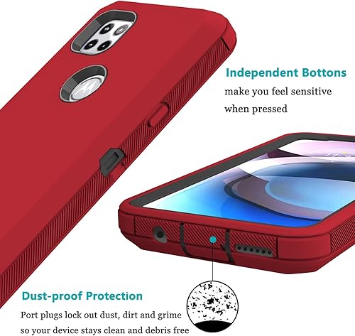 Miniatura 5 de Annymall Funda para Moto One 5G Ace con protector de pantalla, resistente de triple capa, a prueba de golpes, a prueba de caídaspolvo, híbrida,