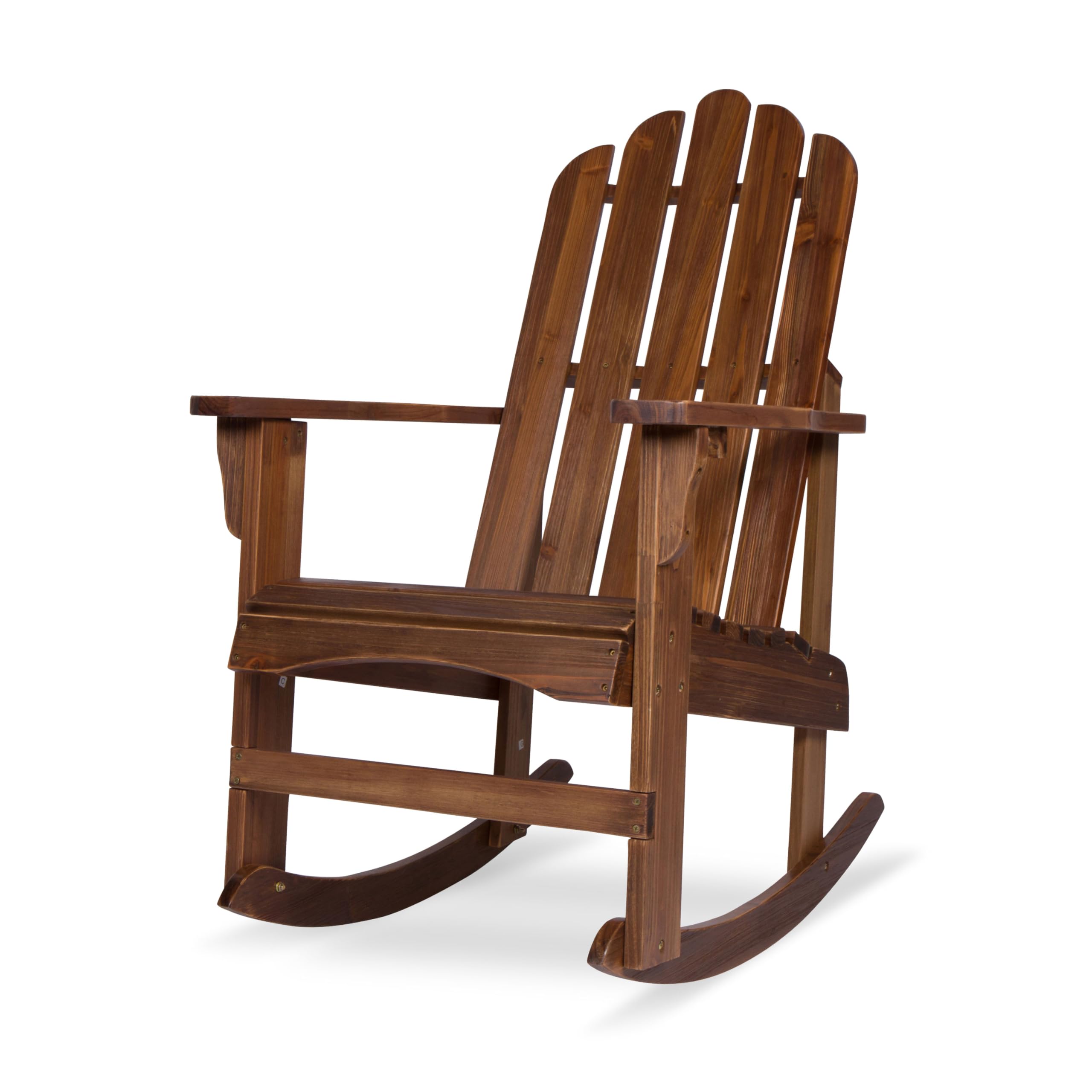 Shine Company Marina Adirondack Porch Rocker, Indoor Outdoor Wood Rocking Chair, Oak