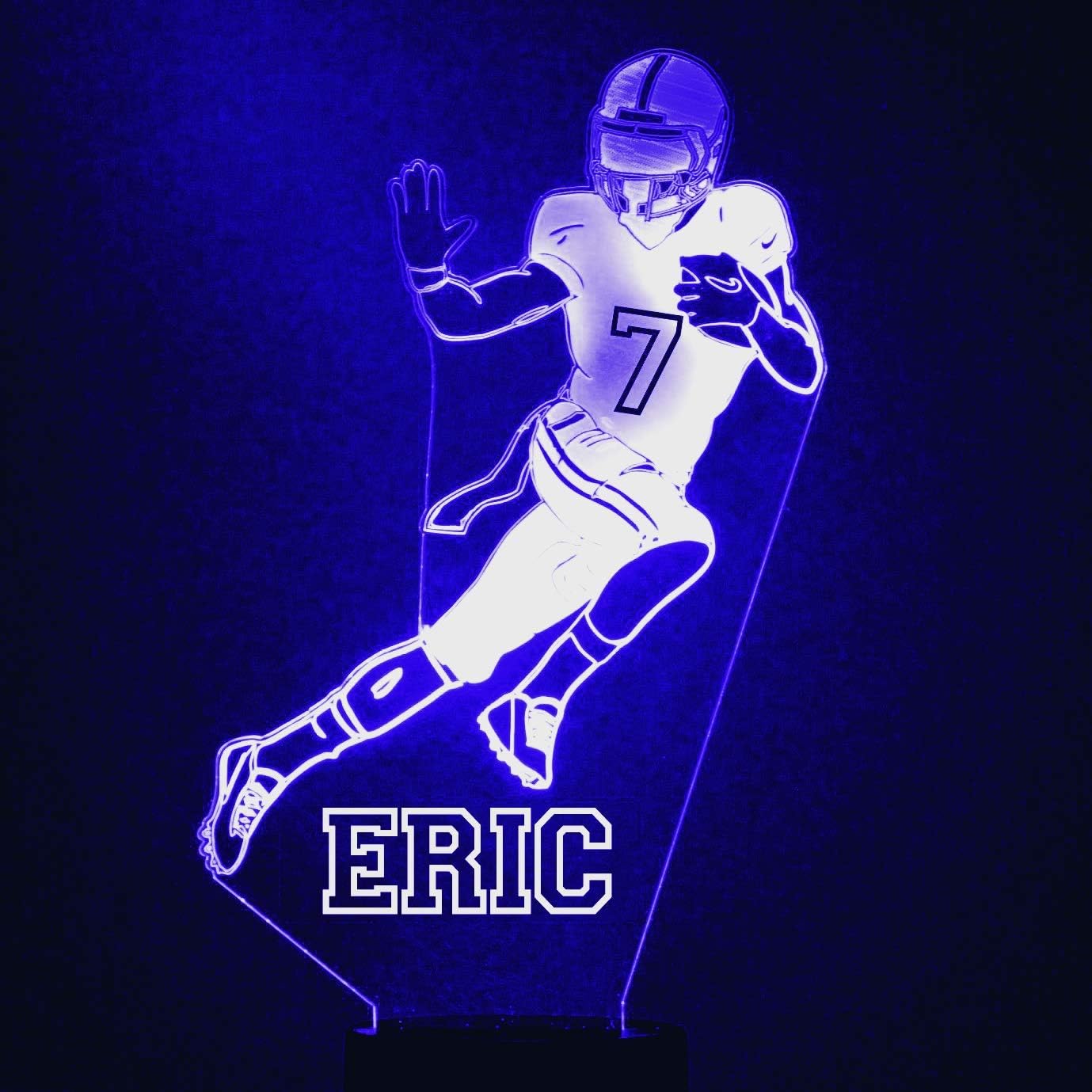 Custom Sports LED Sign Night Light Lamp with Remote, Light Up Display with Personalized Name or Image, Customized and Made in The USA, Clear Acrylic Home Decor Design with 16 Colors, 4 Modes