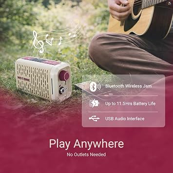 Hotone Pulze Mini Portable Guitar Amp with Bluetooth, 52 Amp Models, 48 Cab Sims, Drum Machine, App Control & Rechargeable Battery Electric, Bass & Acoustic