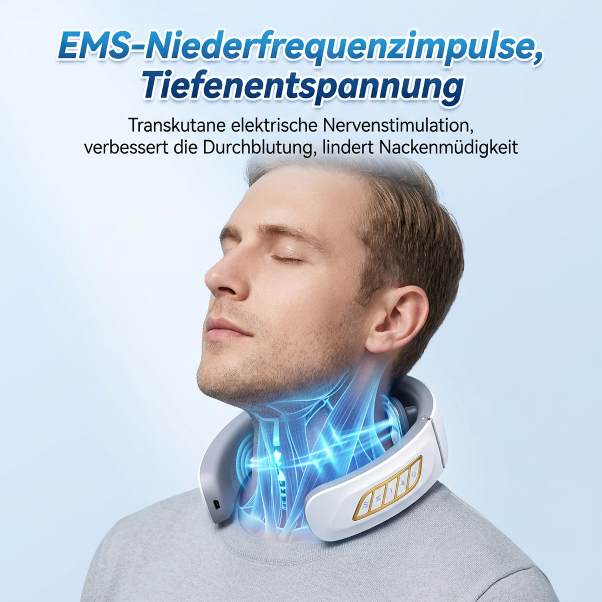 Nackenmassagegerät mit Wärme, 11-In-1 Nackenlösung mit 6 Elektrotherapie-Köpfen, 6 Modi 9 Intensitätsstufen, Elektrisches Nacken Massage für Büro Hause und Reise