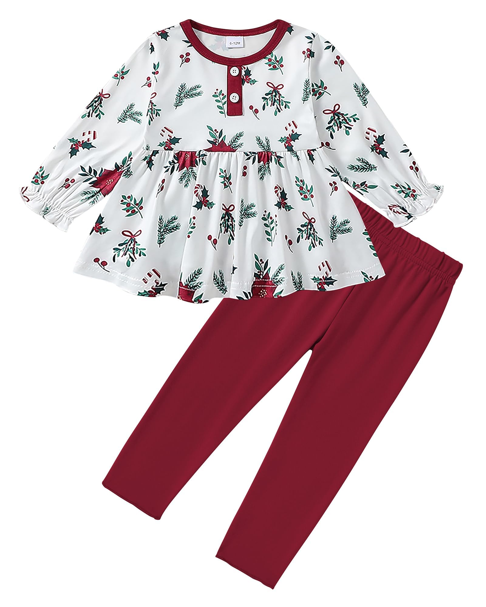 DISAUR Baby Girl Fall Outfits Toddler Girl Clothes Winter Cute Long Sleeves Floral Ruffle Top Cotton Pants Set Clothing