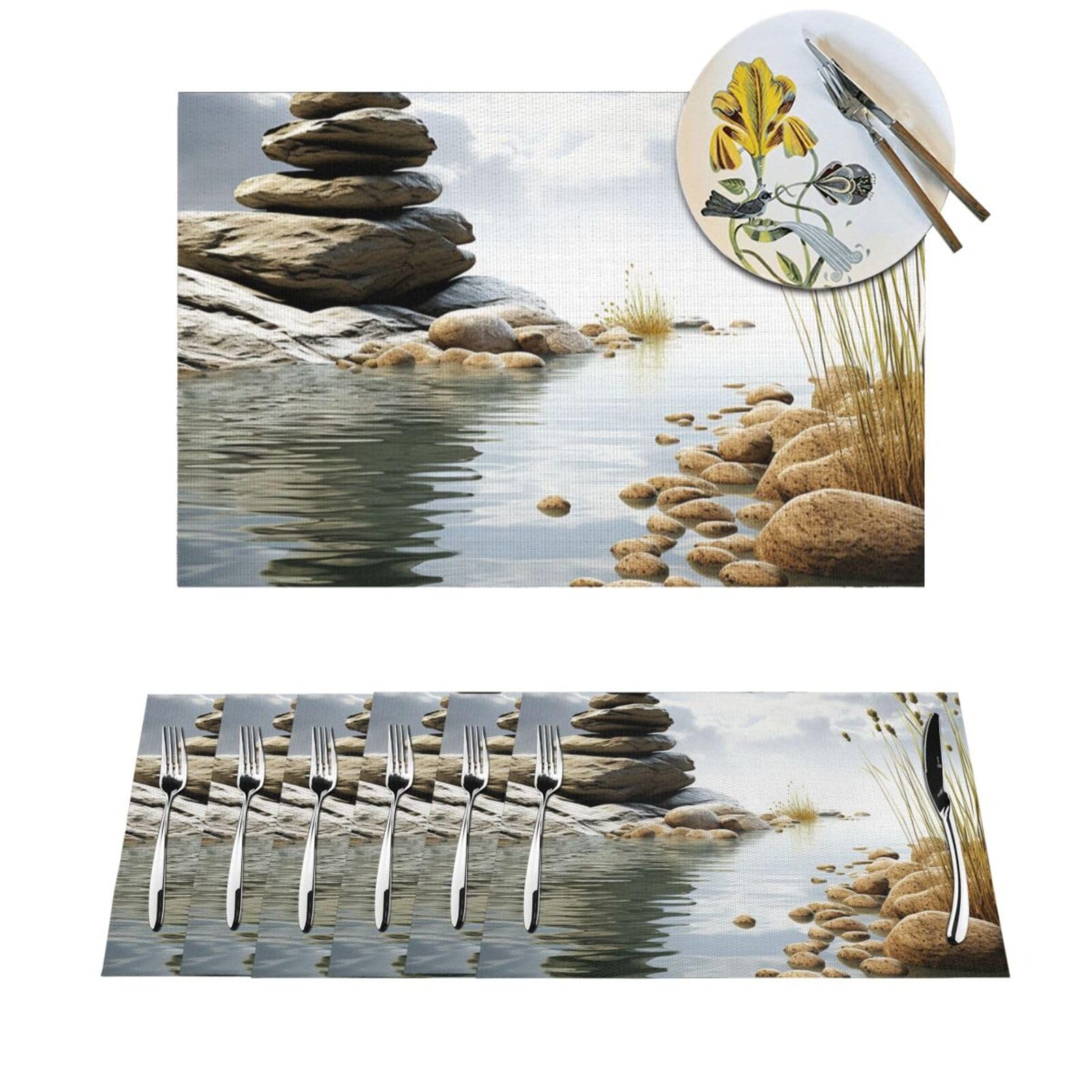 Sets de table lavables et antidérapants lot de 6 en PVC résistant à la chaleur cuisine