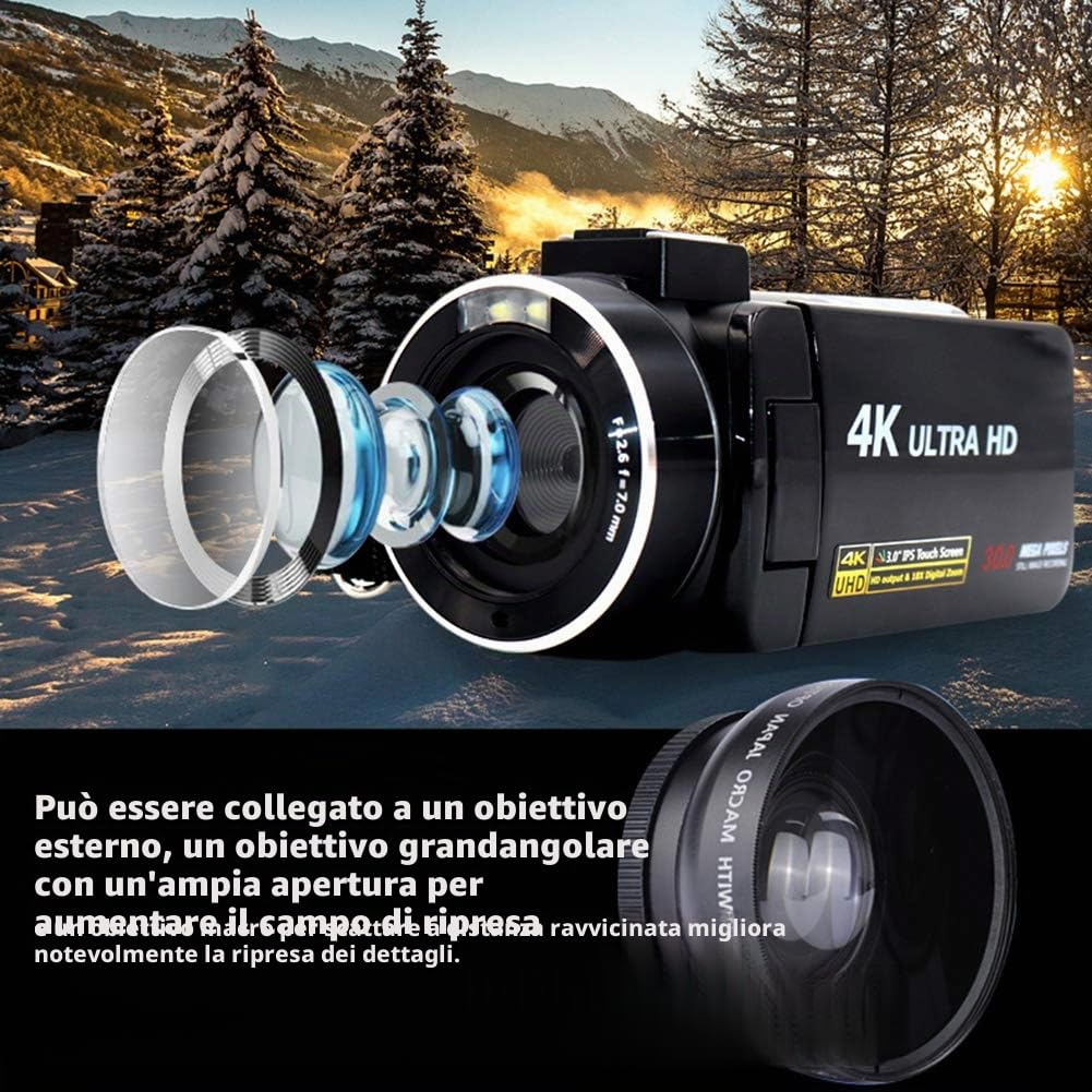 camera 4k camera 4k Videocamera digitale, videocamera 4K anti-vibrazioni Videocamere Videocamere Video digitale ad alta definizione Zoom 18X IPS da 3 pollici Touchscreen adatto pe