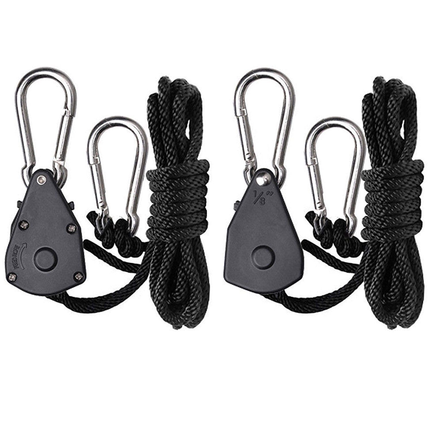 VILLCASE Lot De 4 Cintres Réglables À Cliquet 1/8 Pouce en Corde pour Lampes De Croissance Intérieur Supports Robustes en Acier Inoxydable pour Jardinage en Serre