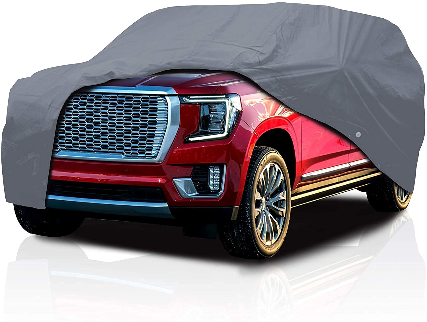 (similar style) 5 Layer Car Cover – for GMC Yukon 2015-2021 Chevy Tahoe Semi Custom Fit Waterproof Full Coverage Rain Snow Sun All Weather Windproof Dust Proof Scratch Resistant Outdoor Automobile