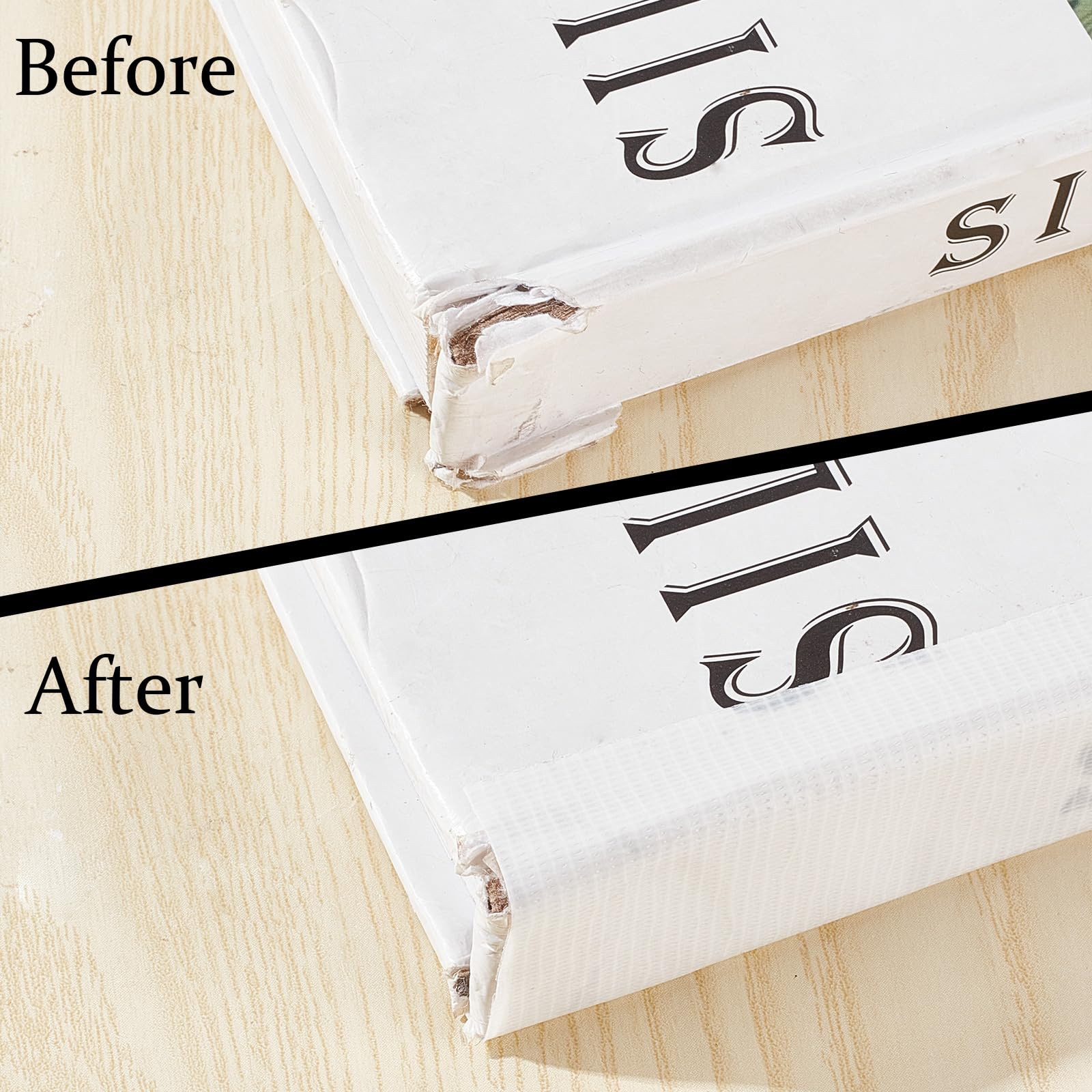 GORGECRAFT 40m di Riparazione per Rilegatura di Libri in Stile Nastro Adesivo Antiscivolo in Polietilene Rotolo Antiriflesso Cerniera Bianca Nastro Sicuro per Rilegatura Libri Antichi Larghezza