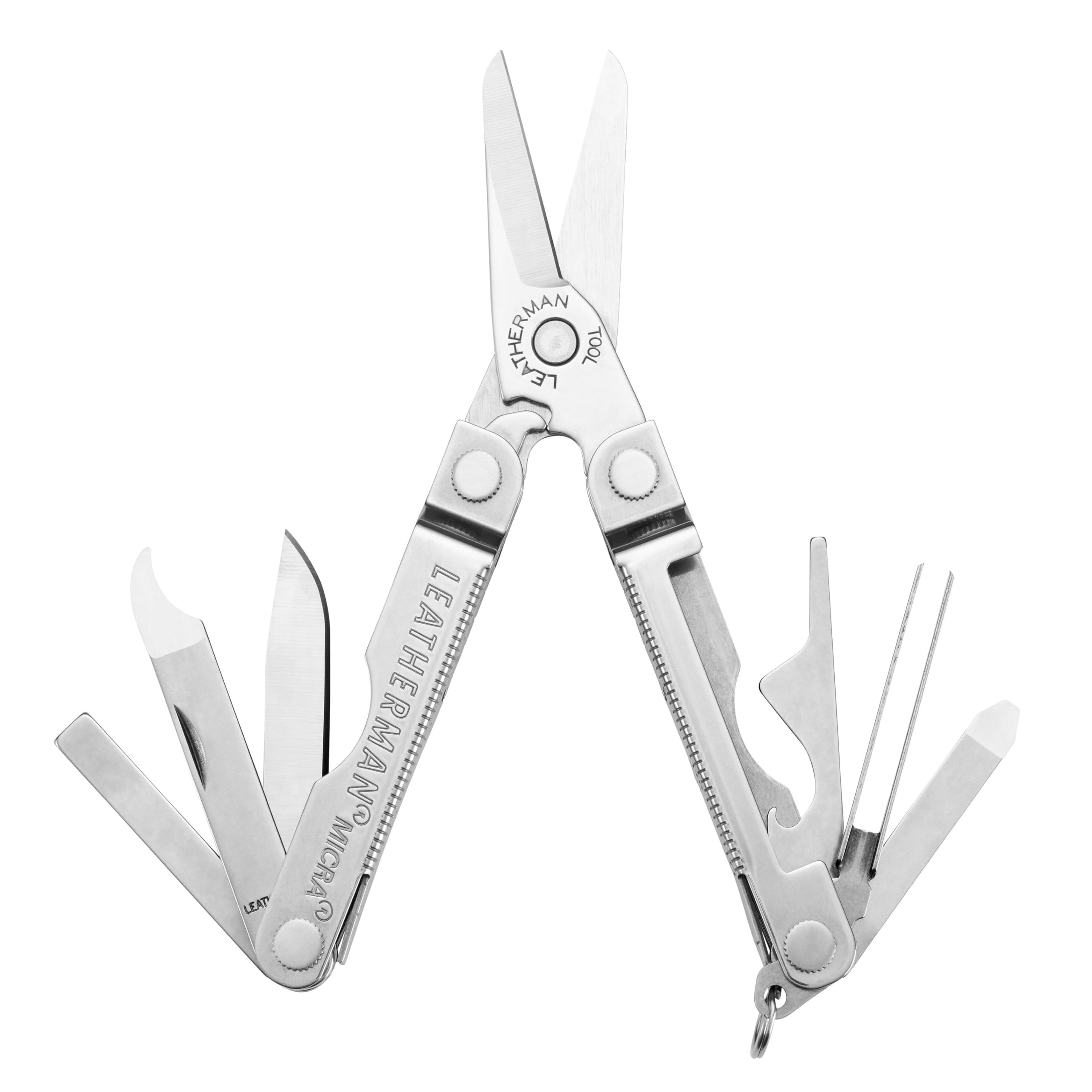 Micra - Stainless Steel Keyring Multi-Tool with Scissors & 9 Tools, Stainless Steel