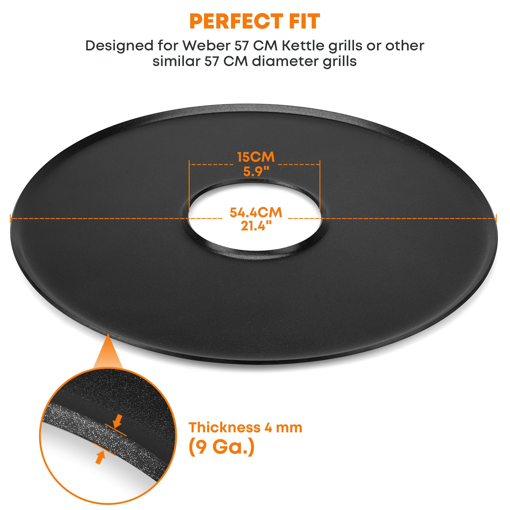 onlyfire Plancha para Barbacoa para Parrillas de Carbón Weber 57 cm Kettle, Plancha con Revestimiento Cerámico Antiadherente para Barbacoa Exterior