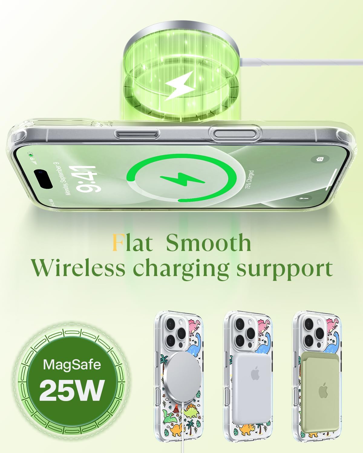 for iPhone 16 Pro Phone Case Kickstand Compatible with Magsafe, 360° Ring Holder Colorful Dinosaur A Design for Kids Gifts Shock Proof Heavy-Duty Protection for Girls Boys Women Men - Image 5