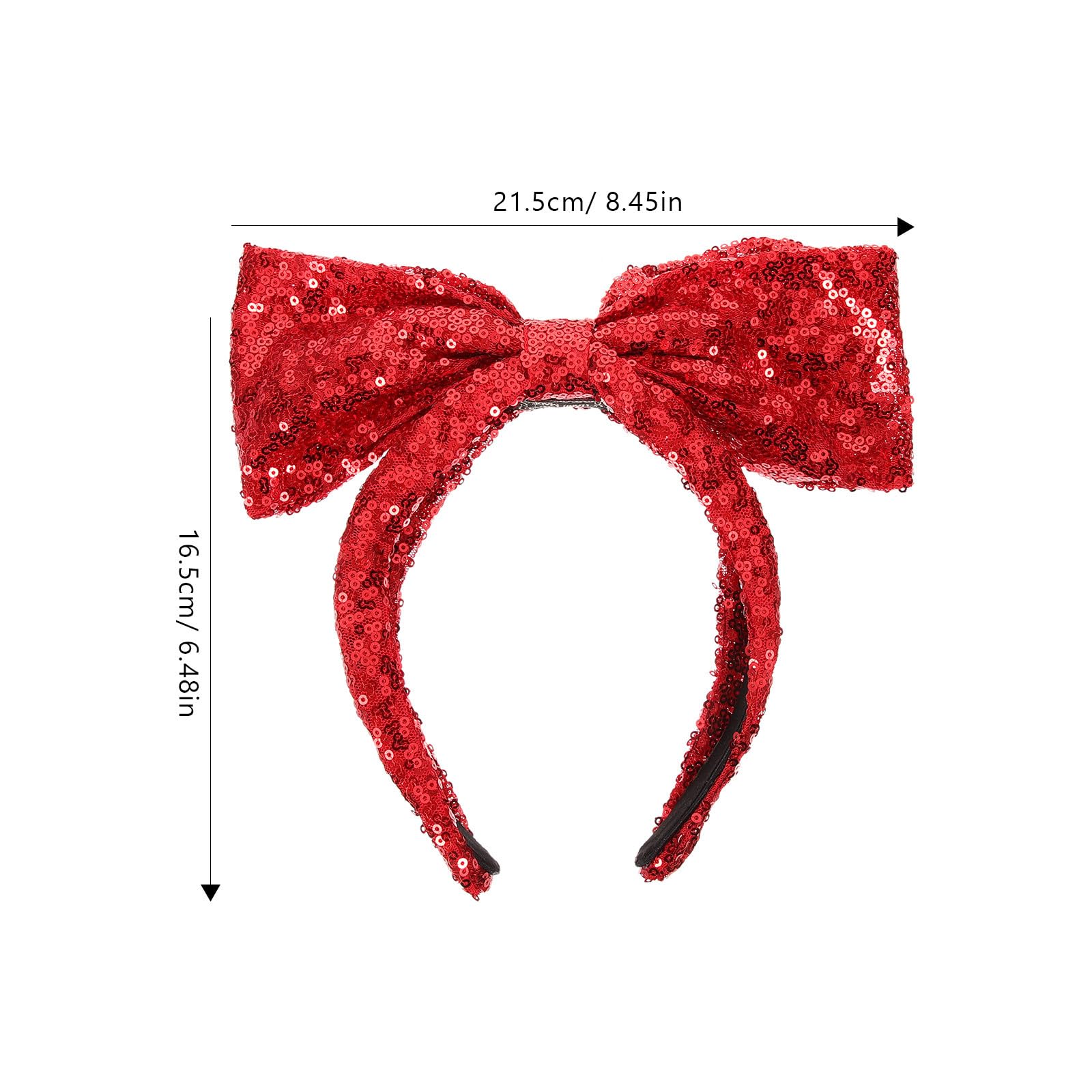 FRCOLOR Red Sequin Bow Headbands Sparkly Sequin Hair Bow Hairband Glitter Headpieces Party Festival Costume for Women Girls - Image 2