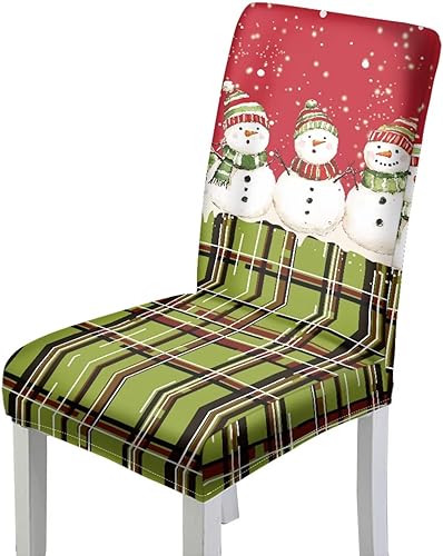 Miniatura 46 de Rnyleeg Fundas de silla de Navidad para sala de estar, diseño de muñeco de nieve azul, estampado de pájaros, fundas para sillas de comedor, 1 Muñeco