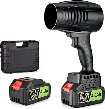 Leaf Blower Cordless Battery Charger, Electric Cordless Leaf Blower Handheld, and Lightweight with High Speed Power for Lawn Or Patio Portable Air Blowers 21V Black