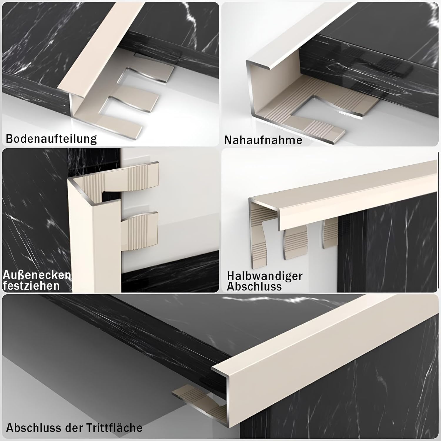 Perfil De Aluminio Flexible En Forma De T De 135 Cm (2 Piezas), Perfil De Transición Y Borde Anodizado, Flexible para Diseños De Habitaciones Personalizado, Ziwu Grau, T-TYP_Hoch: 12MM